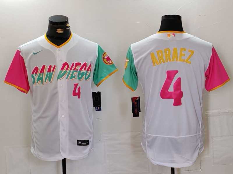 Men%27s San Diego Padres #4 Luis Arraez Number White 2023 City Connect Flex Base Stitched Jersey->san diego padres->MLB Jersey